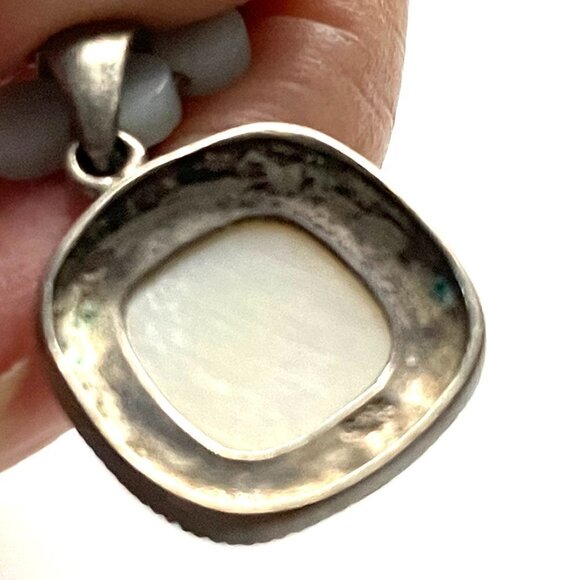 Green Aventurine Double Strand White Cabochon Quartz Pendant Sterling Necklace - Picture 8 of 8